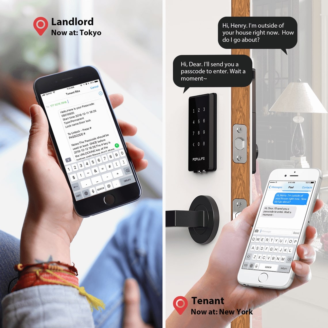 Populife Deadbolt Keyless entry with smart door lock